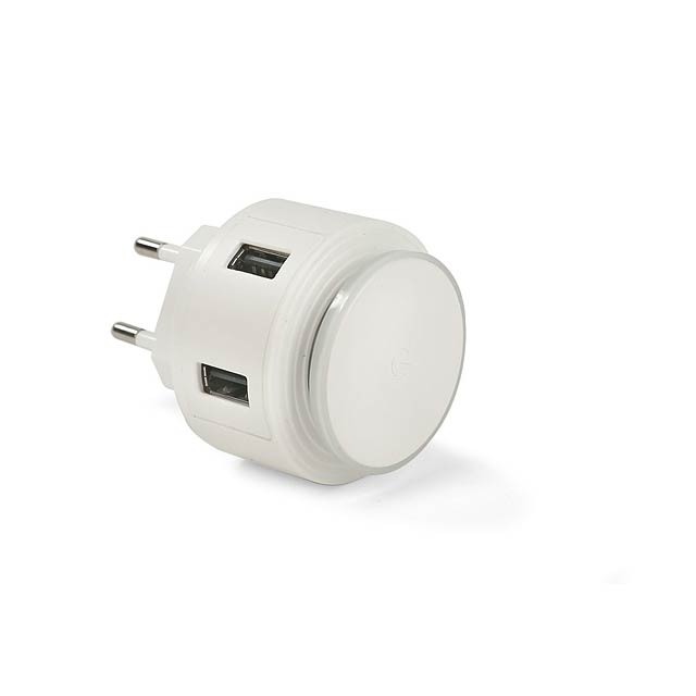 USB nástěnná nabíječka s noční lampou NOTTO - biela