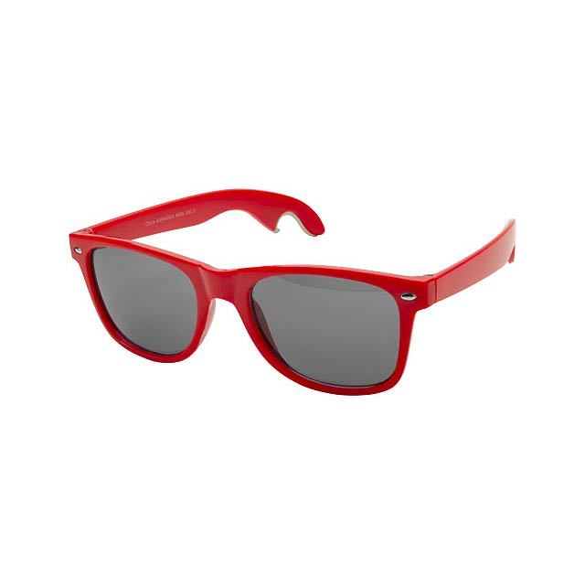 Sun Ray sunglasses with bottle opener - transparent red