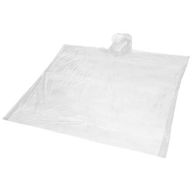 Ziva disposable rain poncho with storage pouch - white