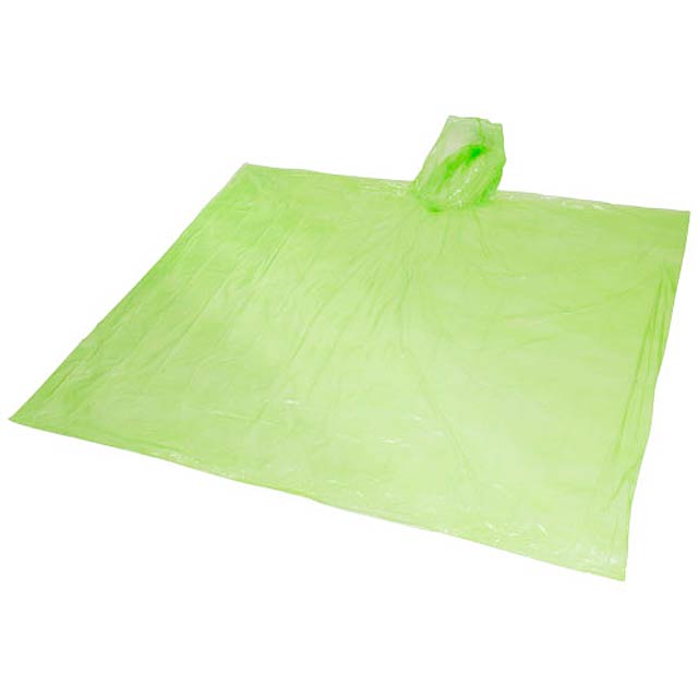 Ziva disposable rain poncho with storage pouch - lime