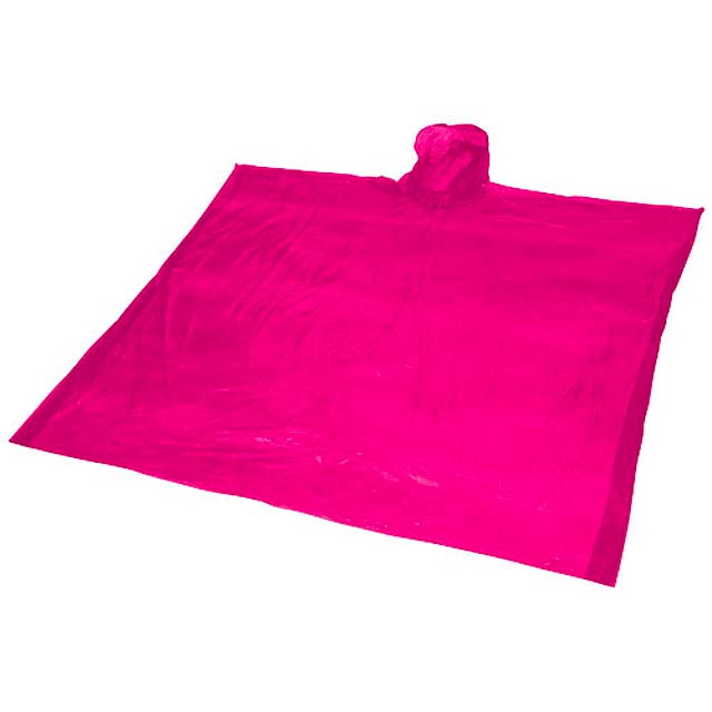 Ziva disposable rain poncho with storage pouch - pink