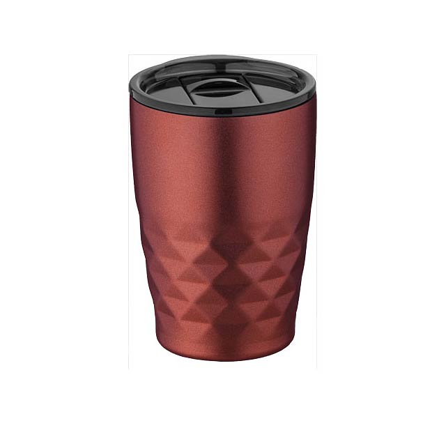 Geo 350 ml copper vacuum insulated tumbler - transparent red