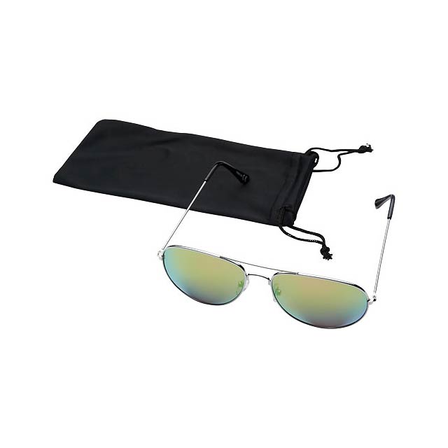 Aviator sunglasses with coloured mirrored lenses - green