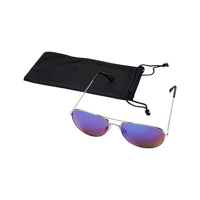 Aviator sunglasses with coloured mirrored lenses - fuchsia