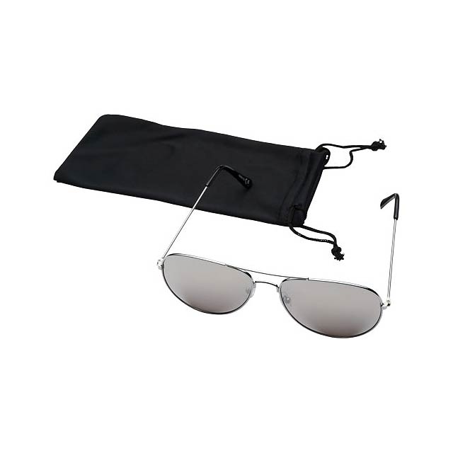 Aviator sunglasses with coloured mirrored lenses - silver