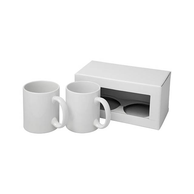 Ceramic mug 2-pieces gift set - white