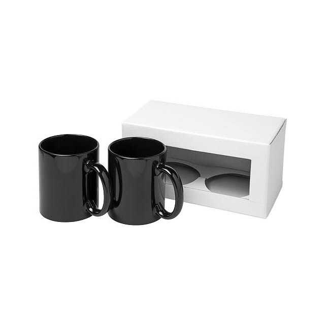 Ceramic mug 2-pieces gift set - black