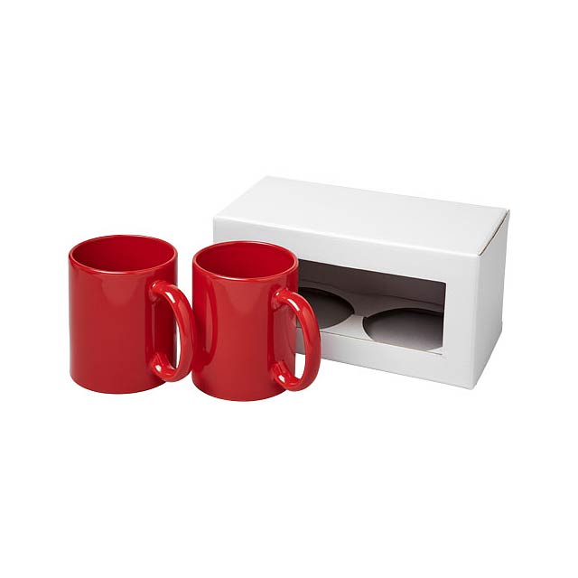 Ceramic Geschenkset mit 2 Bechern - Transparente Rot