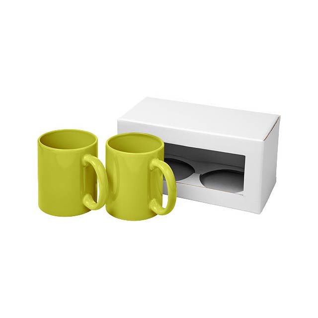 Ceramic mug 2-pieces gift set - lime