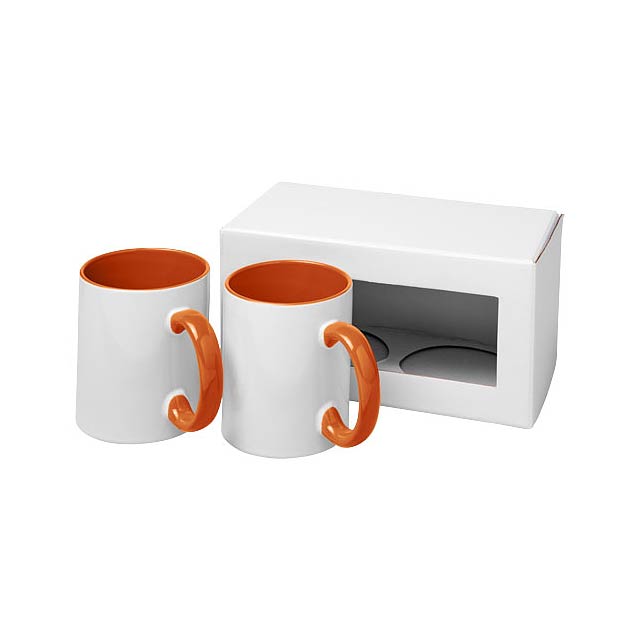 Ceramic Geschenkset mit 2 Bechern mit Sublimationsdruck - Orange
