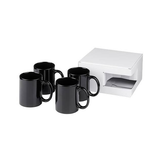 Ceramic mug 4-pieces gift set - black