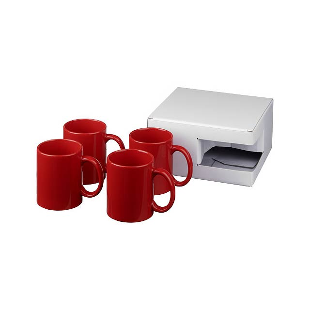 Ceramic Geschenkset mit 4 Bechern - Transparente Rot