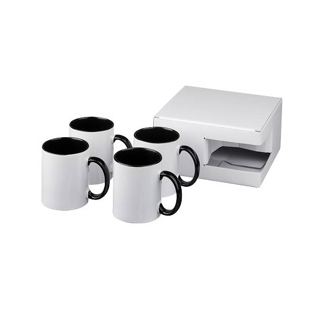 Ceramic sublimation mug 4-pieces gift set - black