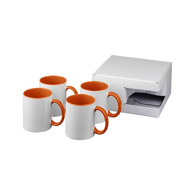 Ceramic Geschenkset mit 4 Bechern mit Sublimationsdruck - Orange