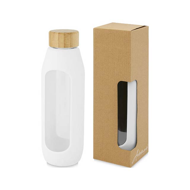 Tidan 600 ml Flasche aus Borosilikatglas mit Silikongriff - Weiß 