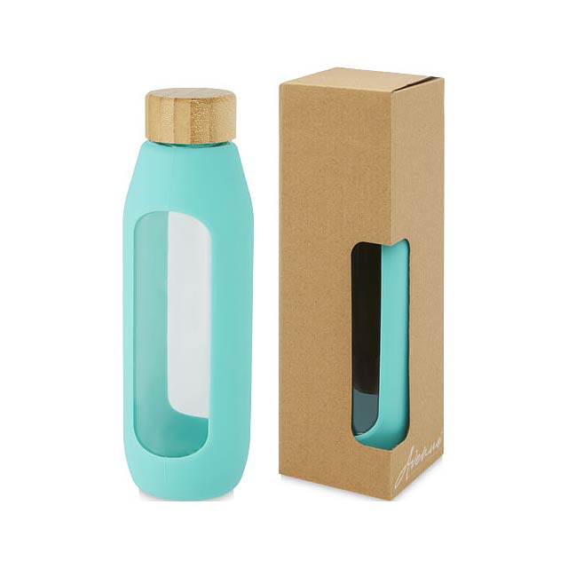 Tidan 600 ml Flasche aus Borosilikatglas mit Silikongriff - Grün