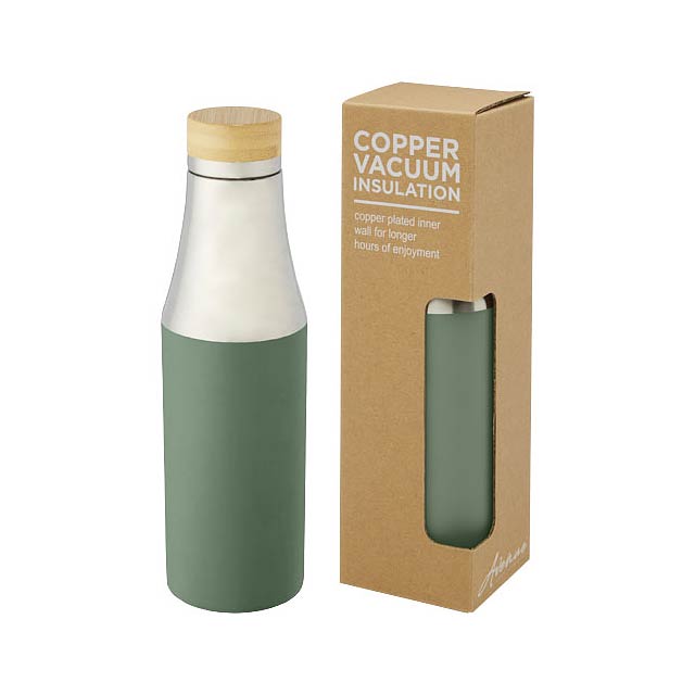 Hulan 540 ml Kupfer-Vakuum Isolierflasche mit Bambusdeckel - Grün