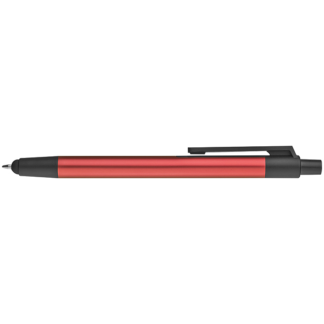 Kugelschreiber aus Aluminium in Metallic-Optik mit Touchfunktion - Rot