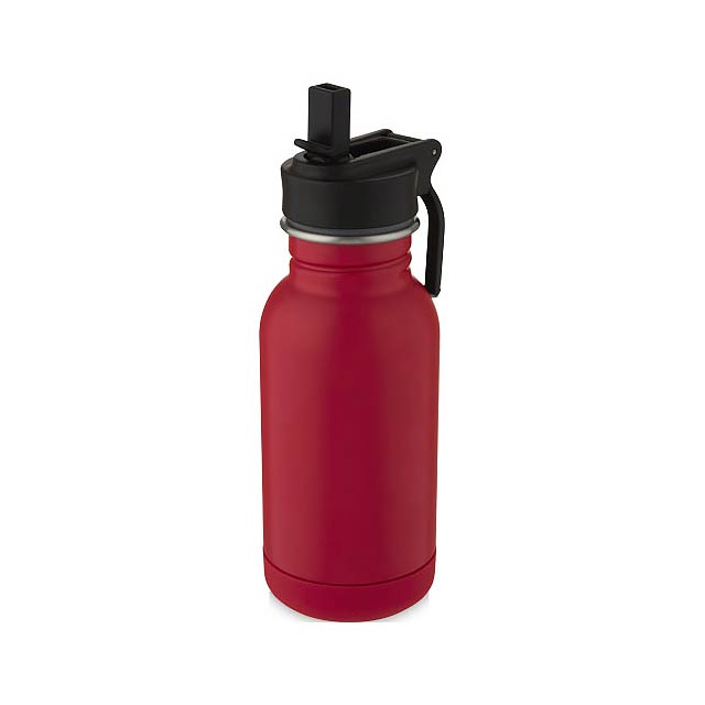 Lina 400 ml stainless steel sport bottle with straw and loop - red