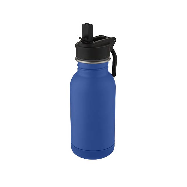 Lina 400 ml Sportflasche aus Edelstahl mit Strohhalm und Schlaufe - blau