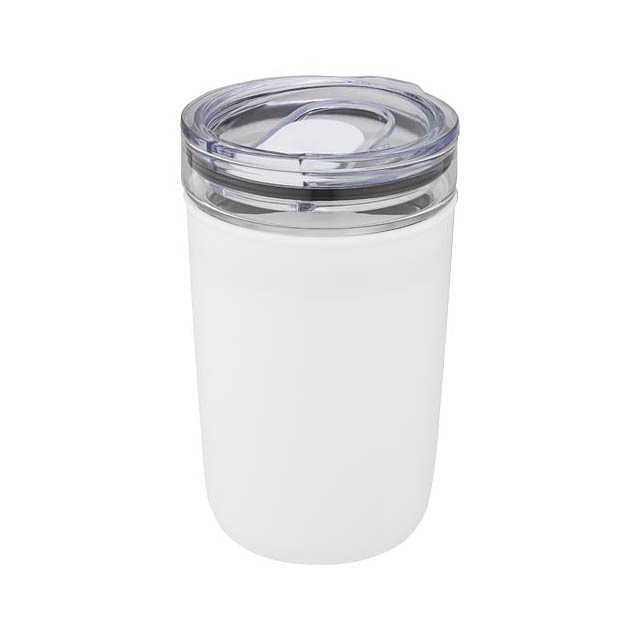 Bello 420 ml glass tumbler with recycled plastic outer wall - white