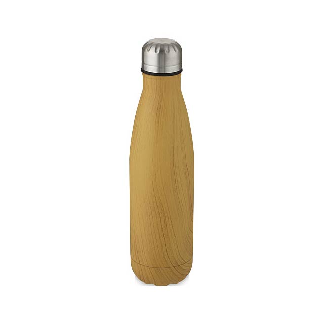 Cove 500 ml vacuum insulated stainless steel bottle with wood print - beige