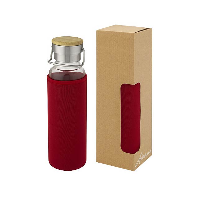 Thor 660 ml Glasflasche mit Neoprenhülle - Transparente Rot