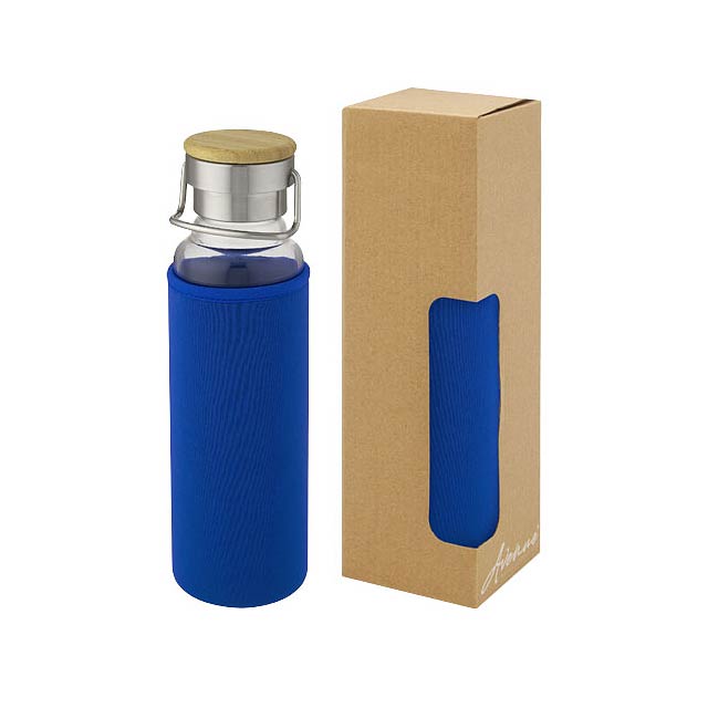 Thor 660 ml Glasflasche mit Neoprenhülle - blau