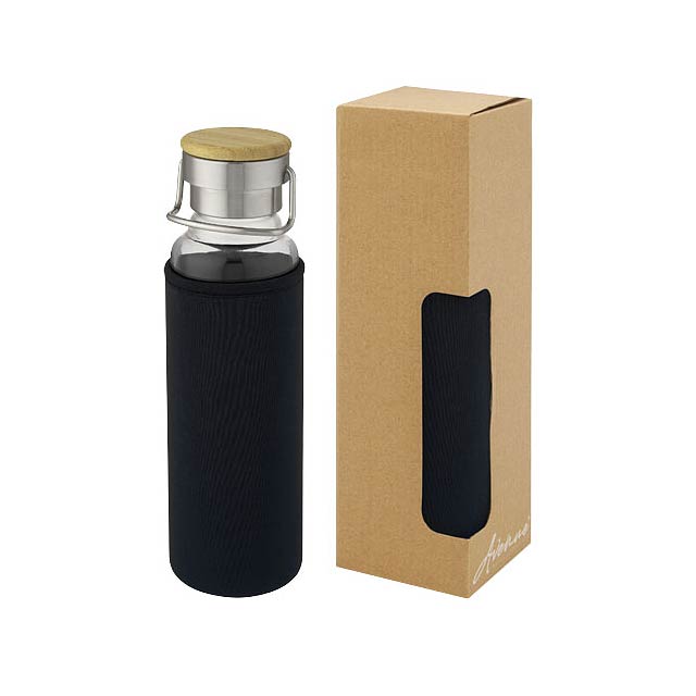 Thor 660 ml glass bottle with neoprene sleeve - black
