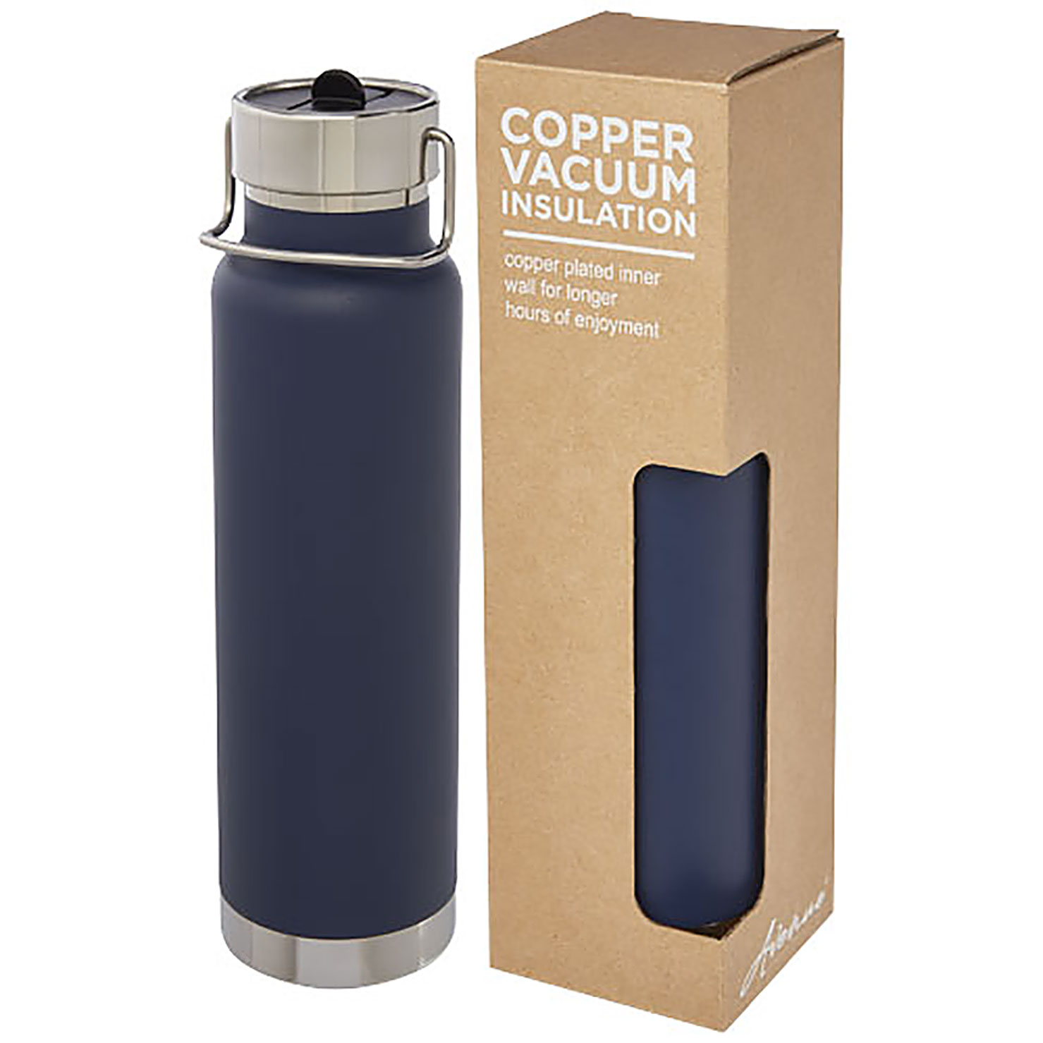 Thor 750 ml copper vacuum insulated sport bottle - blue