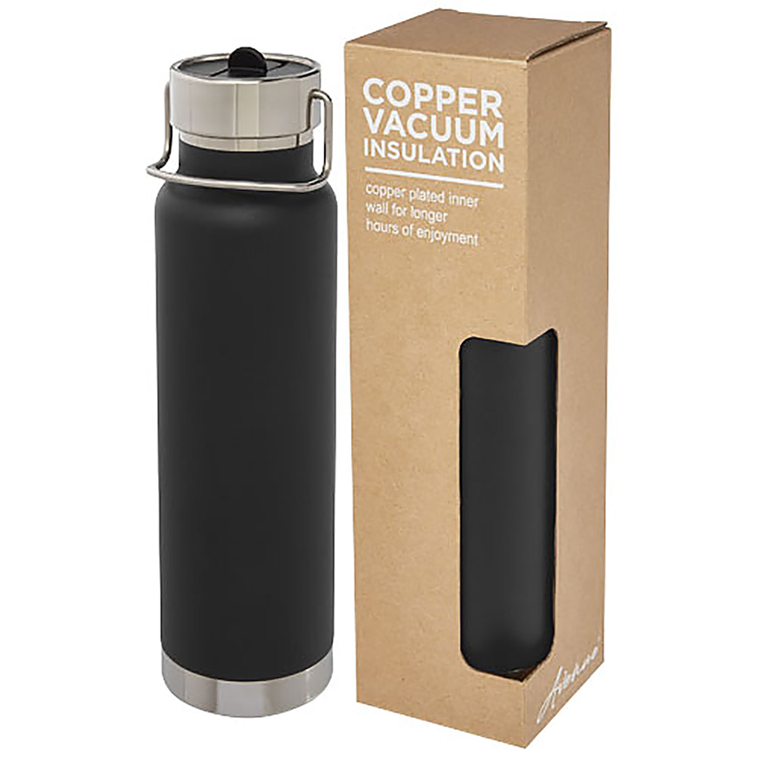 Thor 750 ml copper vacuum insulated sport bottle - black