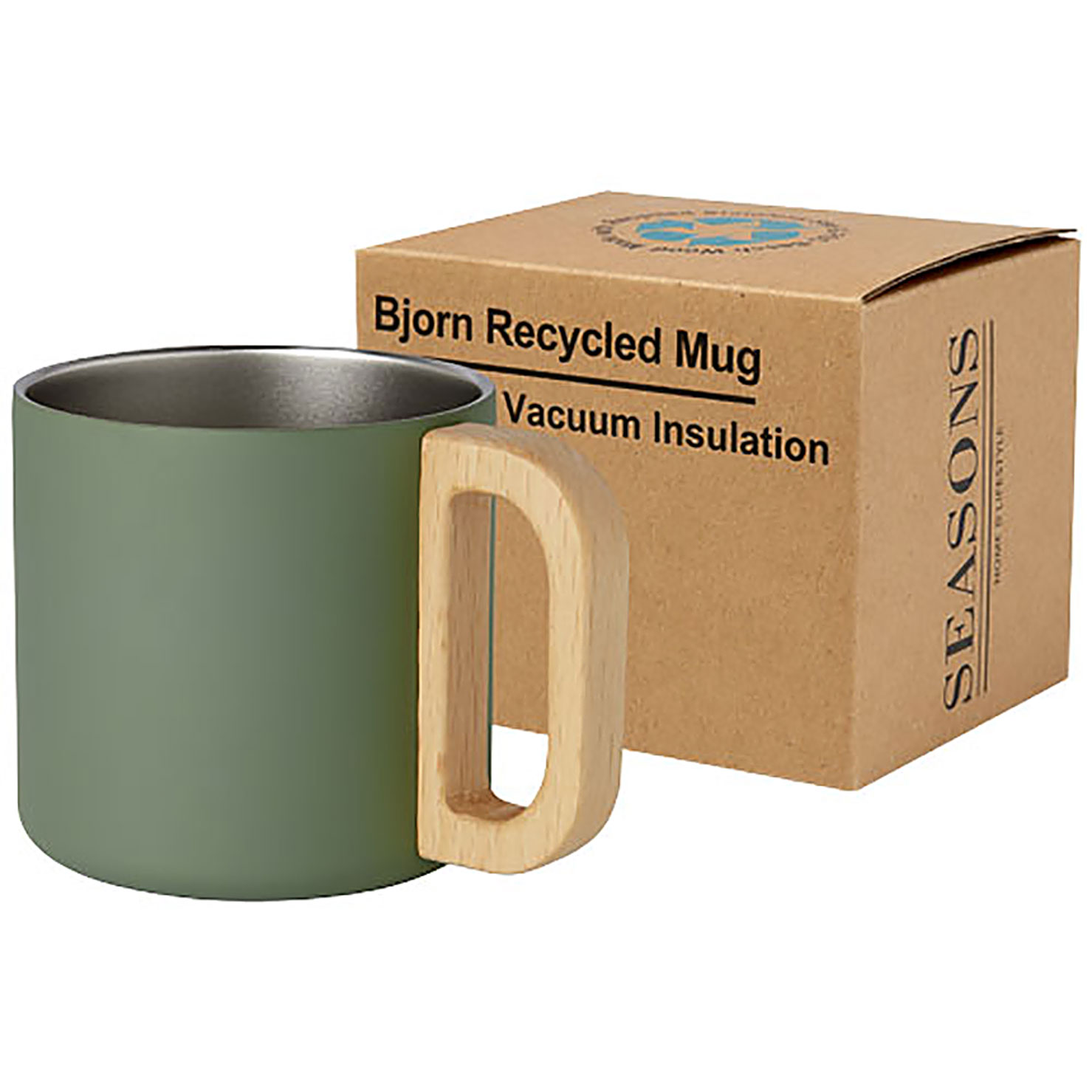 Bjorn 360 ml RCS certified recycled stainless steel mug with copper vacuum insulation - green