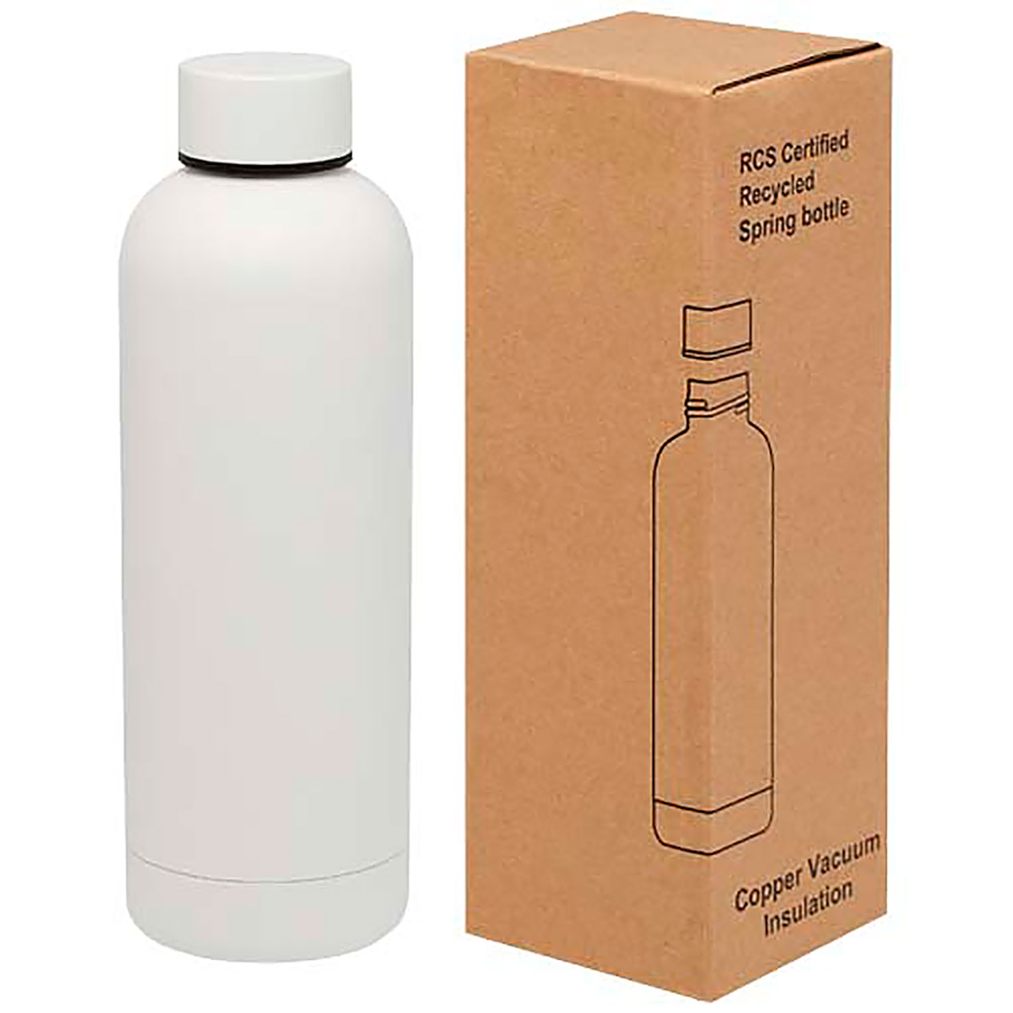 Spring 500 ml RCS-zertifizierte Kupfer-Vakuum Isolierflasche aus recyceltem Edelstahl - Weiß 