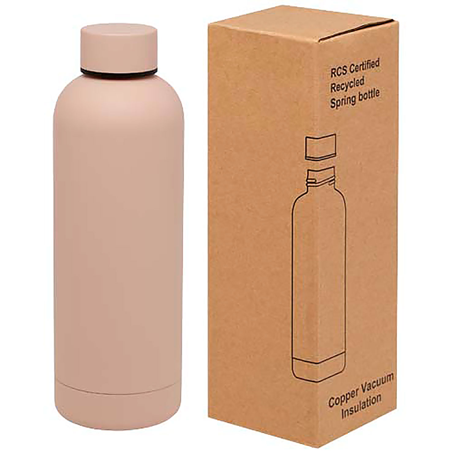 Spring 500 ml RCS certified recycled stainless steel copper vacuum insulated bottle - pink