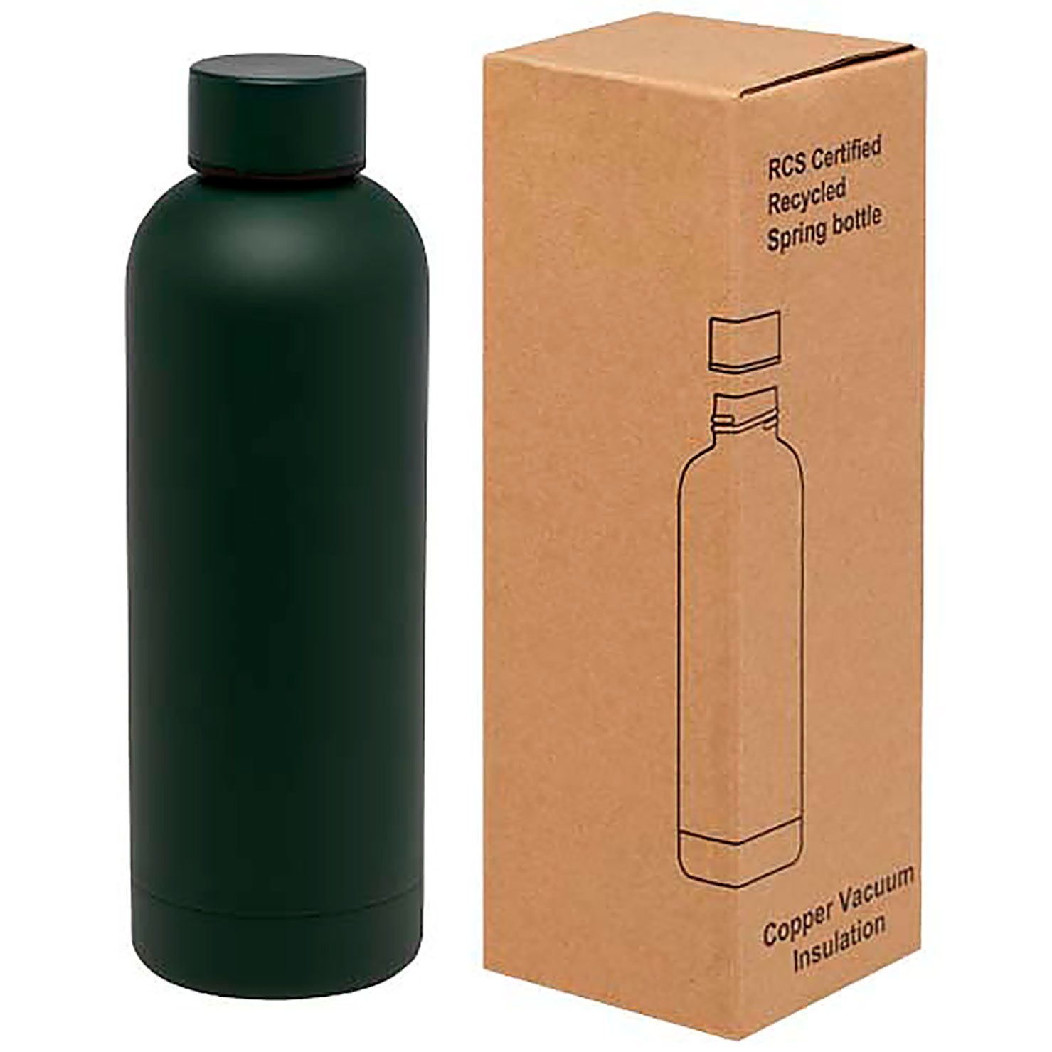 Spring 500 ml RCS certified recycled stainless steel copper vacuum insulated bottle - green