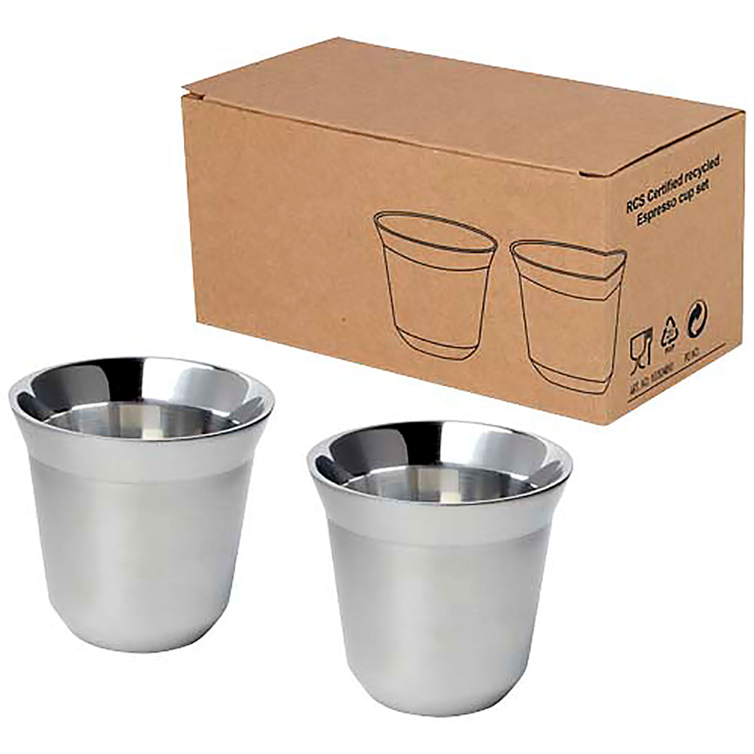 Duo 80 ml RCS certified stainless steel espresso cup set  - silver