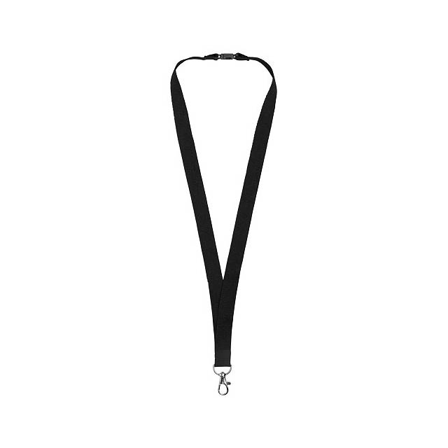 Dylan cotton lanyard with safety clip - black
