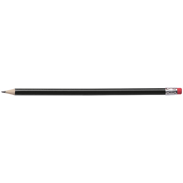 Bleistift mit Radiergummi - schwarz