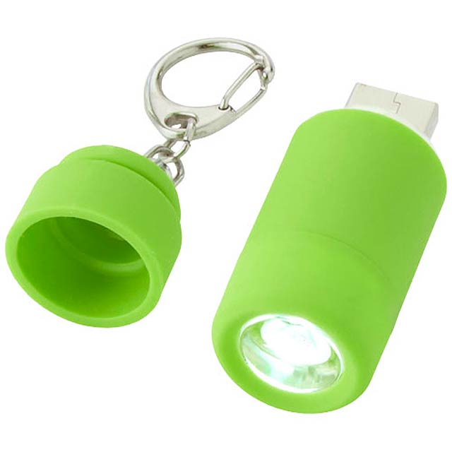 Klíčenková LED svítilna Avior s dobíjením přes USB - zelená