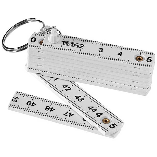 Harvey Schlüsselanhänger mit einklappbarem 50 cm Zollstock - Weiß 
