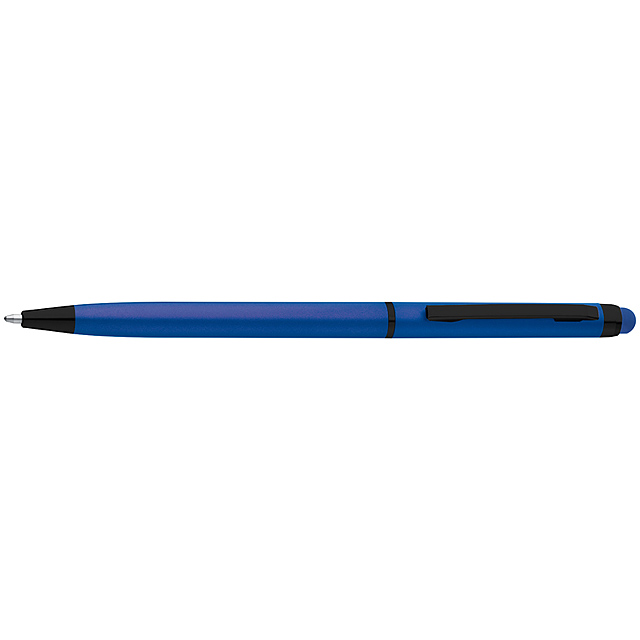 Metal ball pen with touch function - blue