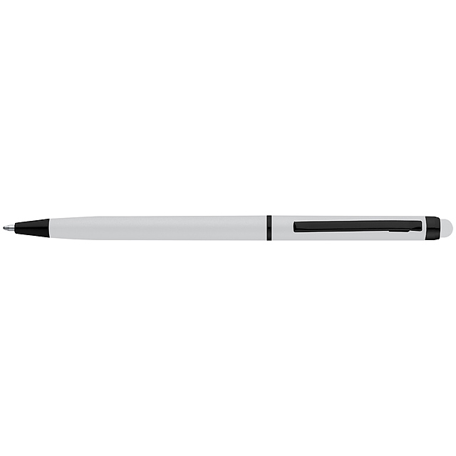 Metall Kugelschreiber mit schwarzem Untergrund - Weiß 