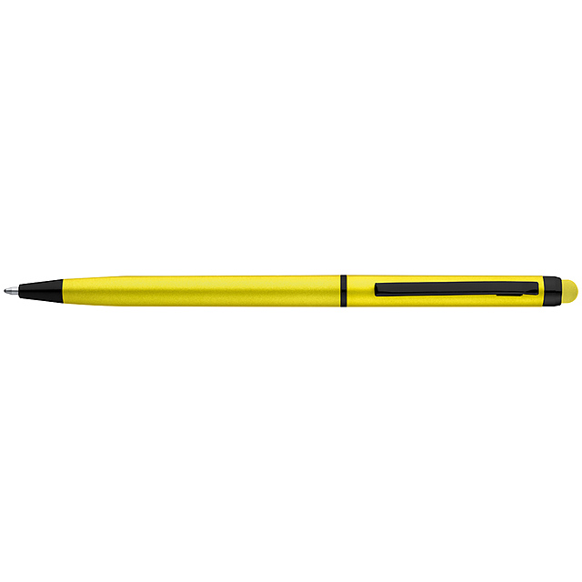 Metall Kugelschreiber mit schwarzem Untergrund - Gelb