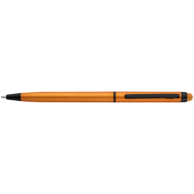 Metall Kugelschreiber mit schwarzem Untergrund - Orange