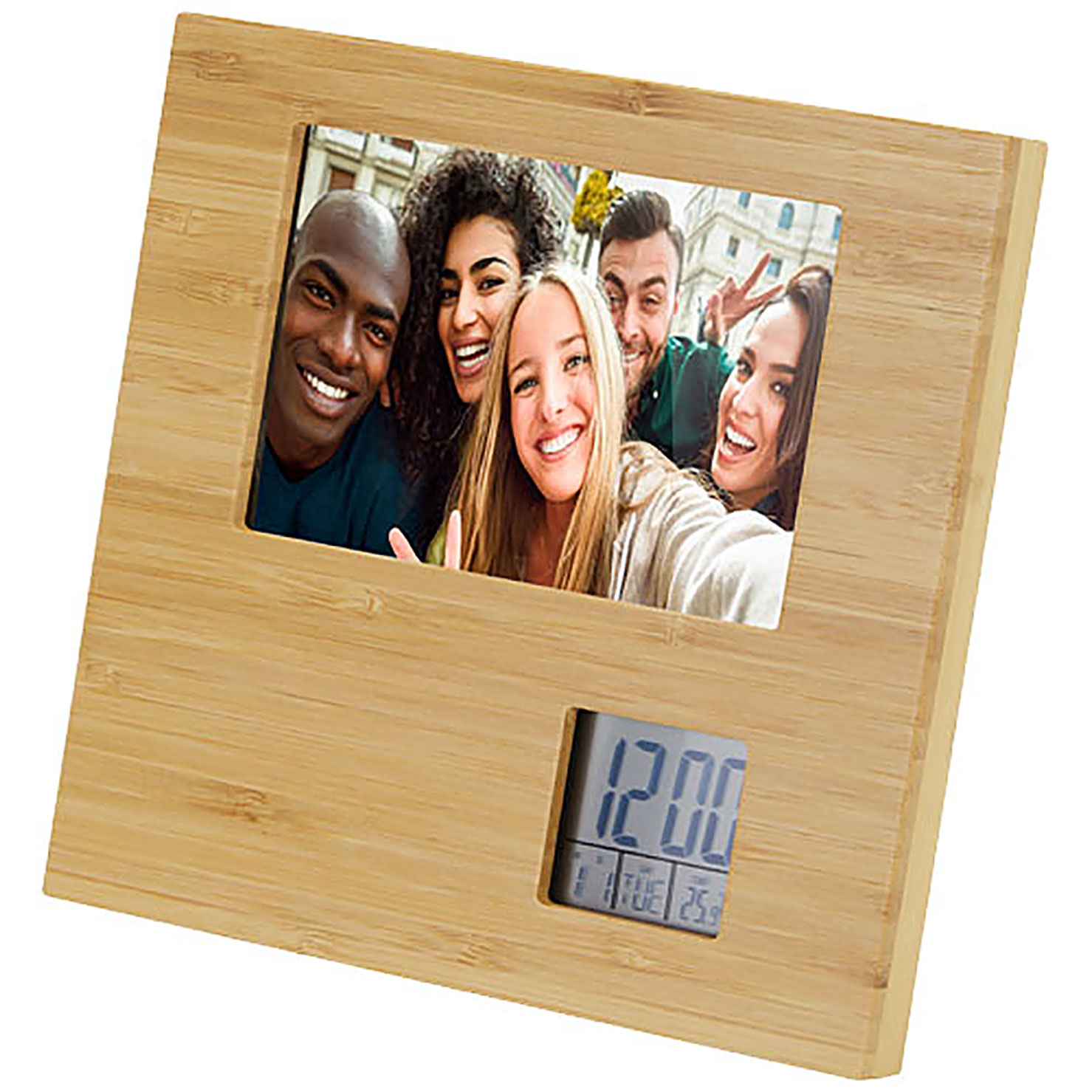 Sasa bamboo photo frame with thermometer - beige