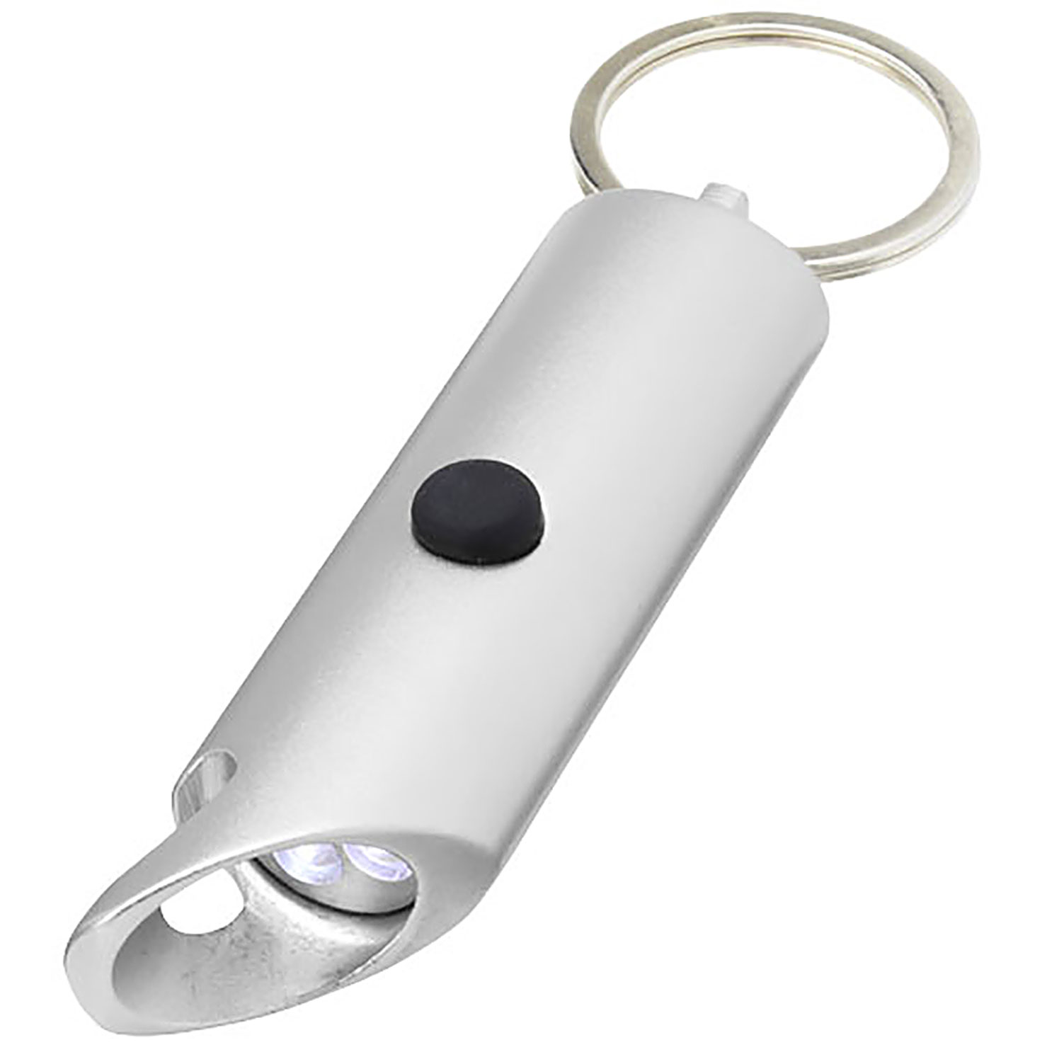 Flare IPX-LED-Lampe und Flaschenöffner aus recyceltem Aluminium mit Schlüsselanhänger - Silber