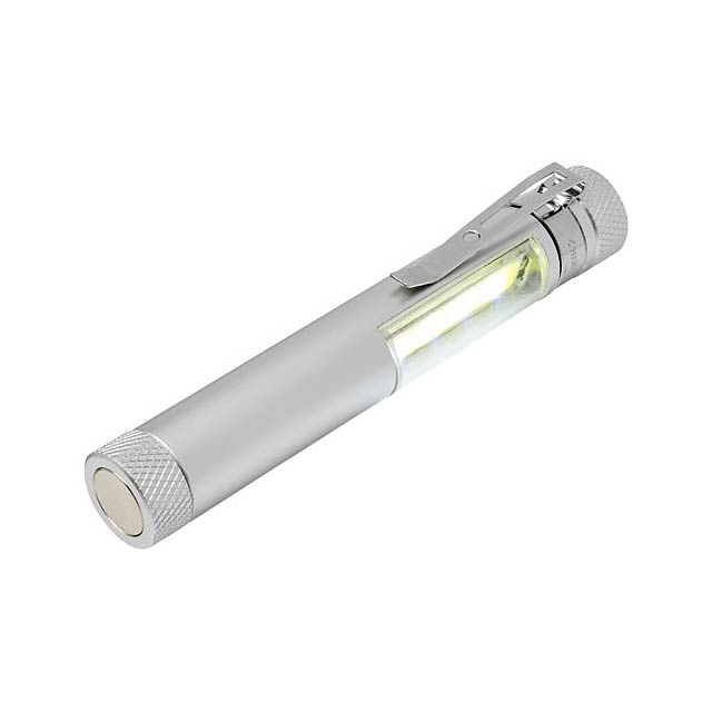 Stix COB-Taschenlampe mit Clip und Magnetfuß - Silber