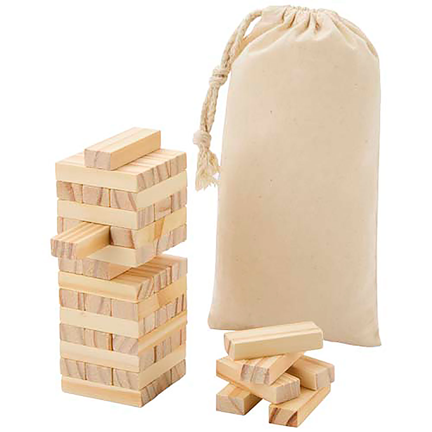 Jumble wooden toppling tower game - beige