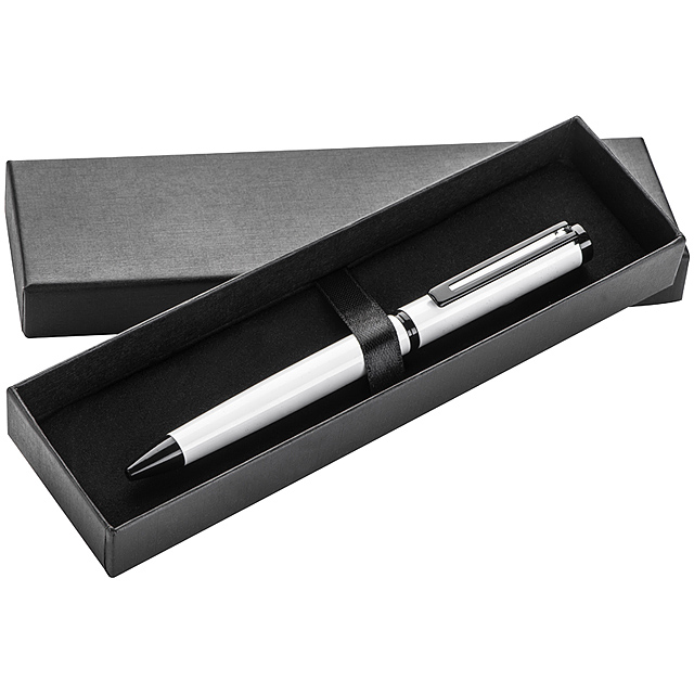 Weißer Kugelschreiber mit schwarzer Unterlegierung - Weiß 