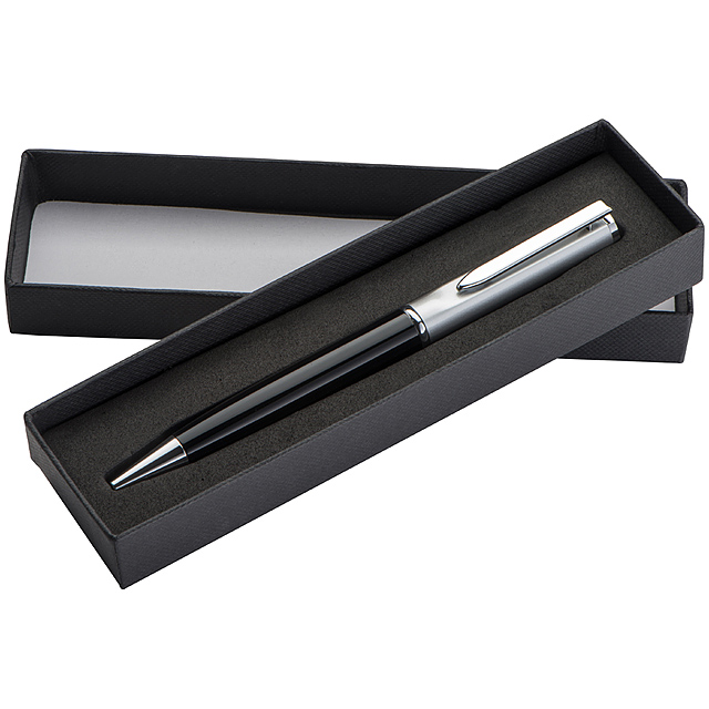 Kugelschreiber mit silbernem Oberteil - schwarz